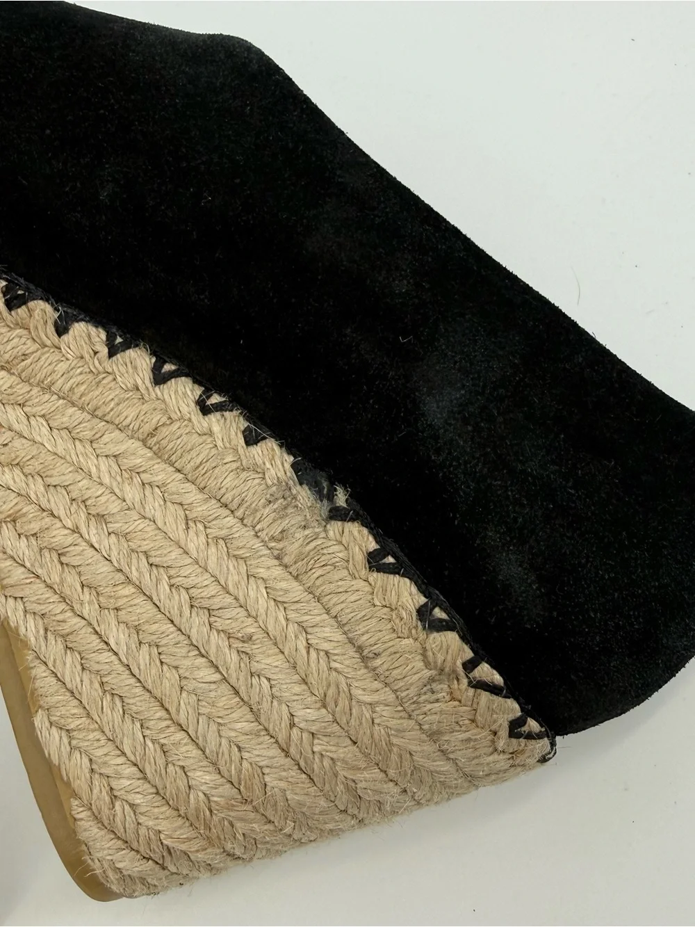 Vince Black Espadrille Wedges Suede Peep Toe Size 7.5M Designer Sonora Cutout